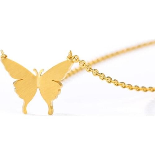 Non-fading stainless steel animal butterfly premium gold necklace ladies collar necklace pendant ladies chain jewelry wholesale