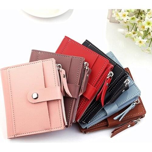 2020 New Female Wallets Fashion Fastener PU Leather Wallets Luxury Designer Women Purse Bag Short Wallet Female Coin Purse