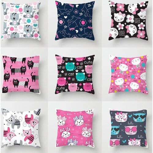 New ins fashion cartoon animal kitten pattern hug pillowcase cushion cover sofa car waist pillowcase home decoration