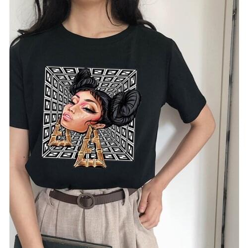New cotton earrings girl printed T-shirt ladies Harajuku fashion graphics cute cartoon tops ladies park punk brandy vintage top