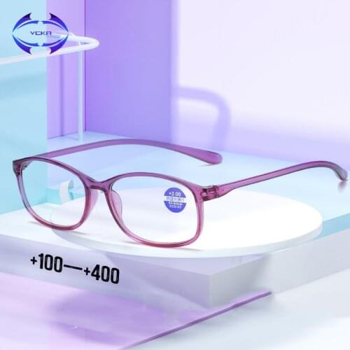 VCKA TR90 Reading Glasses Men Anti Blue Rays Presbyopia Eyeglasses Antifatigue Computer Eyewear +1.5 +2.0 +2.5 +3.0 +3.5 +4.0