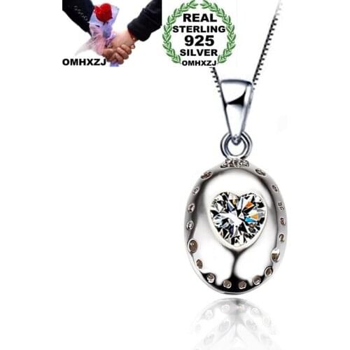 OMHXZJ Wholesale Personality Fashion OL Woman Girl Party Gift Pear Shape White AAA Zircon 925 Sterling Silver Pendant Charm CH46