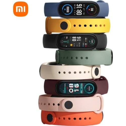 Original Xiaomi Mi Band 6 Wrist Strap Pink Purple Ivory Olive Color TPU Bracelet Compatible with Mi Smart Band 6 NFC