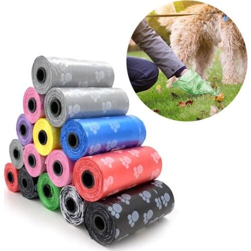 Pet Supplies Dog Poop Bags Biodegradable Waste Bag Refills Paw Doggy Litter Poop Bag Dispenser Pets Products 75/150Pcs