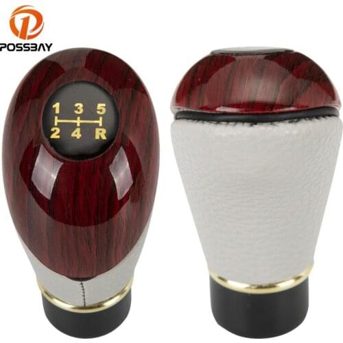 POSSBAY Car Gear Shift Knob Gray Fiber Manual 5 Speed Stick Transmission Universal for BMW Ford Audi VW Hyundai Interior Parts
