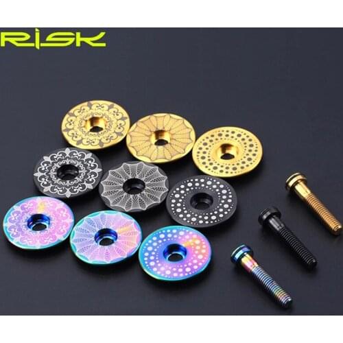 Risk Titanium Alloy Bicycle Ahead Headset Stem Top Cap MTB Road Bike M6*30mm 1 1/8" Headset Stem Bolt Screw Cycling Accessories