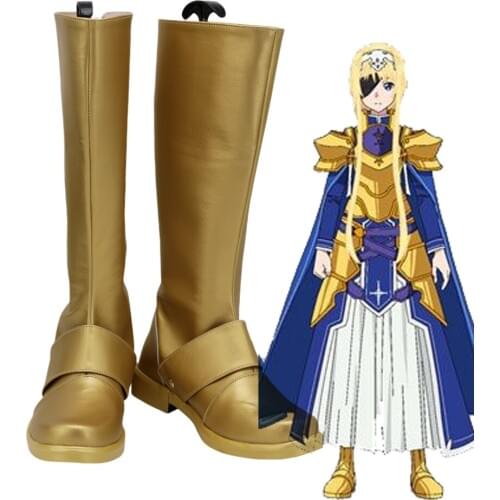 SAO Alice Zuberg Golden Shoes Cosplay Sword Art Online Alicization Arc Alice Cosplay Boots Leather Shoes Custom Made