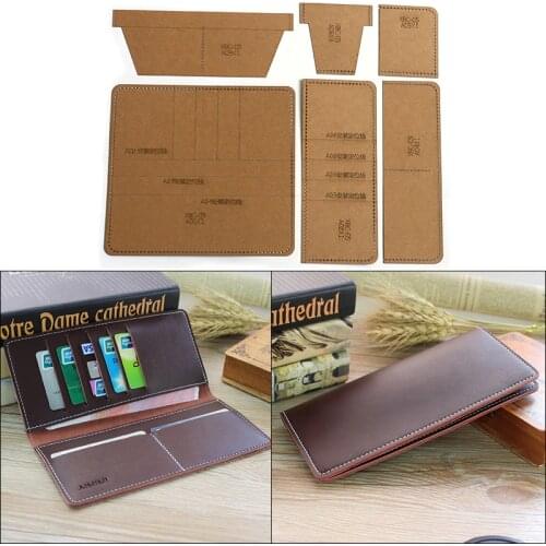 1Set DIY Kraft Paper Template New Fashion Long Wallet Clutch Leather Craft Pattern DIY Stencil Sewing Pattern 9cm*10cm