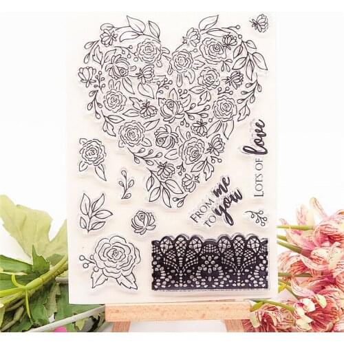 10.5x15cm Heart Blossom Transparent Seal Clear Stamps Cutting Dies Roller Stamps DIY Scrapbook Album / Card Production