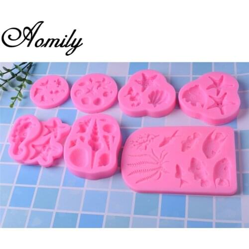 Aomily Seaweed Conch Seahorse Chocolate Mold Fondant Cake Silicone Mold Pastry Mould Baking Tools for Cakes Kitchen Accessories