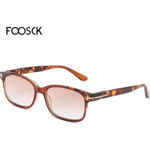 FOOSCK Retro Square Sunglasses Reading Glasses Men Women Brown Gray Lens Spring Hinge Presbyopic Eyeglasses Diopter +1.0 1.5