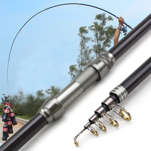 2.1M-3.6M Trout Spinning Rod Carbon Telescopic Fishing Rod Lure Weight 20-150g sea pole for Fresh Salt Water pole