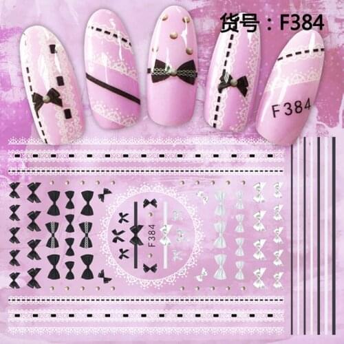 UPRETTEGO SUPER THIN SELF ADHESIVE 3D NAIL ART NAIL SLIDER STICKER FLORID LETTER ALPHABET SPOT BALL LACE LINE WAVE F379-388