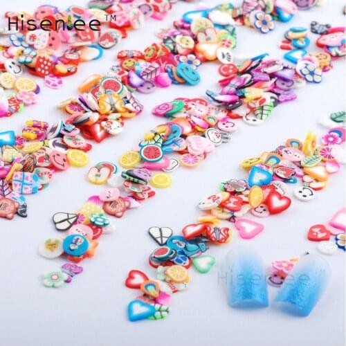 1000Pcs/pack Butterfly/Flower/Smile Nail Art Decoration Cartoon Smiling Face Animalcut Nail Art Design 3D Polymer Fruit Slice