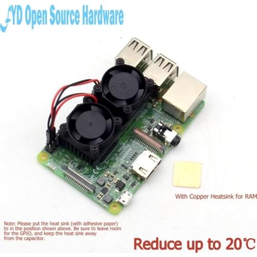 Ultimate Dual Cooling Fan Kit Heatsink Cooler with Adhesive Tape For Raspberry Pi 3 2 Model BB+ NESPi Retroflag