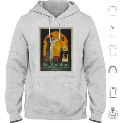 Vintage Poster-La Jacobine Absinthe Hoodie Long Sleeve Retro Classic Hip Cool Fun Colorful Absinthe Liquor Liqueur