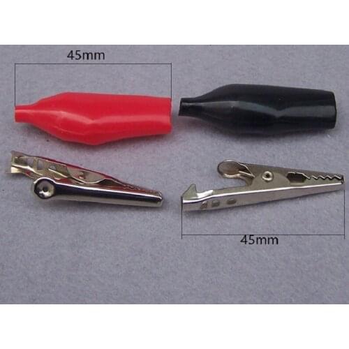 10pieces/lot Metal Alligator Clip crocodile electrical cable Clamp FOR Testing Probe Meter 45MM Black and red Plastic Boot
