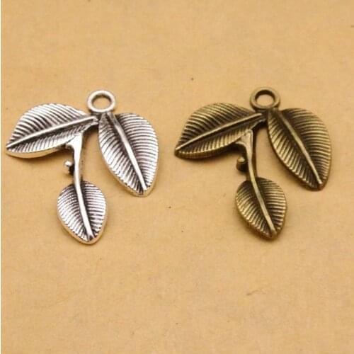100pcs/lot Charms Tree Leaf Pendant Antique Silver/Bronze Zinc Alloy Fit DIY Bracelet Necklace Jewelry Findings Accessories