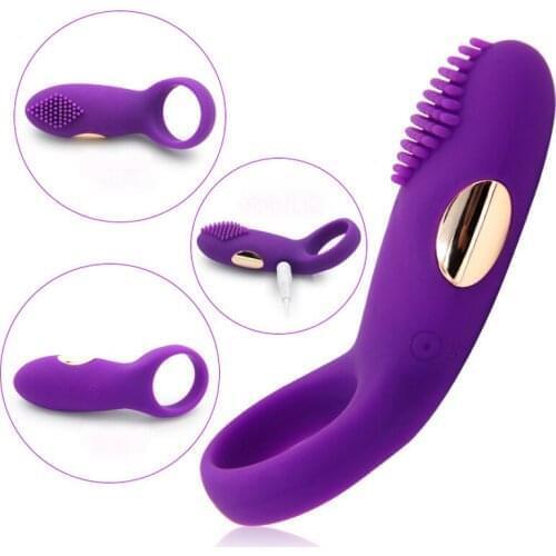 12 Frequency Vibrating Ring USB Charging Penis Ring Lock Sperm Collar Cock Cage Delay Loop for Men Stimulate Clitoris for Women