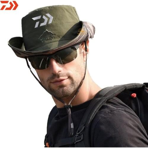 2020 DAIWA Brand UV Protection Fishing Cap Mens Outdoor Folding Hat Double-sided Fisherman Hat Sunscreen Hat Summer Sunhat