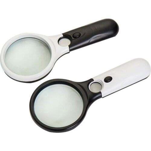 45X Handheld Illuminated Magnifier Glass Mini Microscope Magnifying Reading Maps 3 LED for Seniors loupe Jewelry Repair Tool