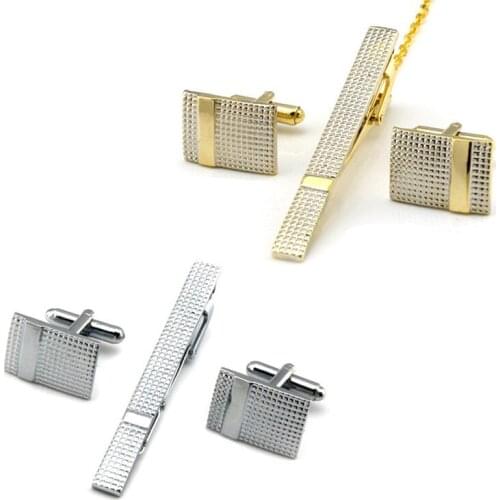6CM Simple Tie Clips Cufflinks Set For Men Bussiness Gold Tie Clips Business Suits Shirt Necktie Tie Bar Fashion Jewelry for Men