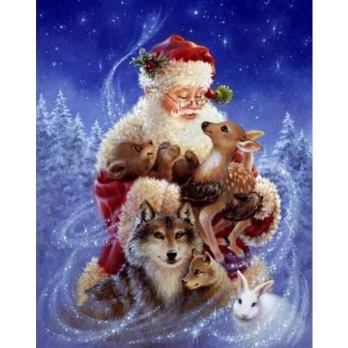 DIY 5D Diamond Painting Santa Claus Full Round Rhinestones Cross Stitch Diamond Embroidery Snow Scenery Mosaic Christmas Decor