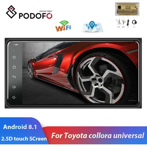 Podofo 2 din Android 8.1 Radio GPS Car Multimedia Player 2Din Universal for Toyota VIOS CROWN CAMRY HIACE PREVIA COROLLA RAV4