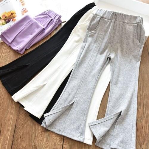 Girls Summer Thin Section 2021 New Style Western Style Slit Flared Trousers 6-11 Years Old Childrens Casual Trousers