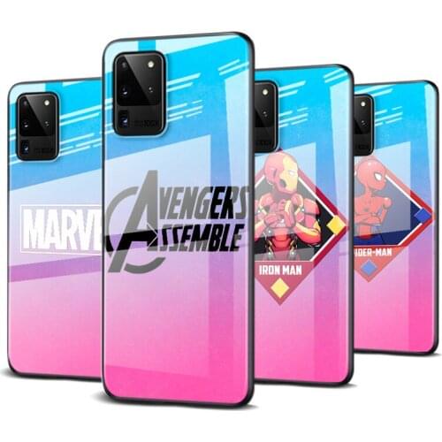 Tempered Glass Cover Avengers superhero For Samsung Galaxy S20 FE S10e S10 S9 S8 Ultra Plus Lite Plus 5G Phone Case