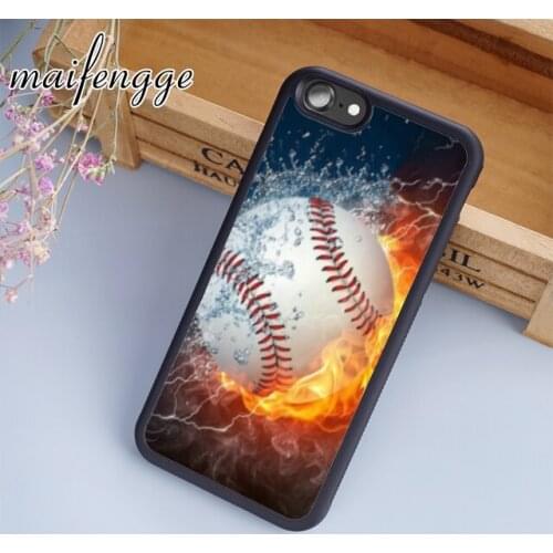 Maifengge Flaming Baseball phone Case cover For iPhone 5 6s 7 8 plus 11 12 Pro X XR XS Max Samsung Galaxy S7 edge S8 S9