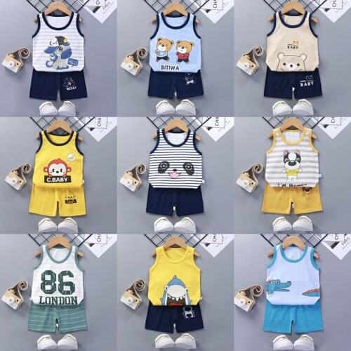 Summer sleeveless Childrens Cotton Newborn Baby Boys Girls Cotton Casual Set 0-3year Baby Clothes Set Casual Home Service