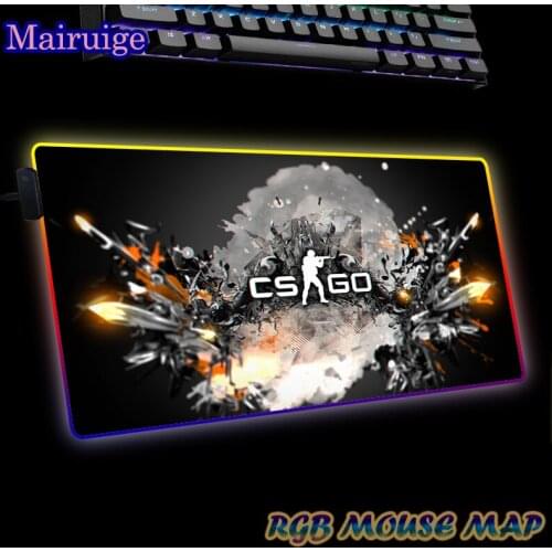 CSGO Gamer RGB Mouse Pad Large XXL Computer Lights Decoration Table Pad Guns Anime LED Mousepad Gaming Accessories PC Desk Mat