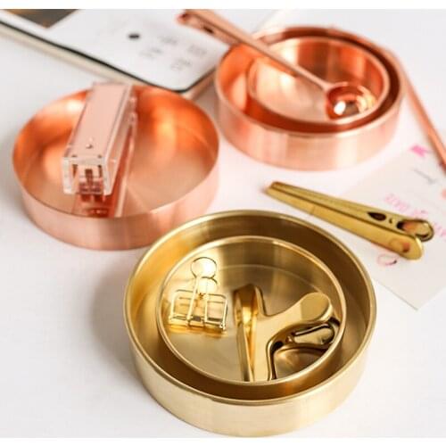 Stainless Steel Round Storage Tray Makeup Cosmetics Jewelry Dispaly Plate Sundries Container Box Desktop Organizer Home Decor