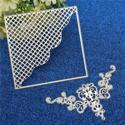 Metal Cutting Dies Grid Background Square Frame Stencils for DIY Scrapbooking DIY Paper Cards Photo Album Decorative Embossing