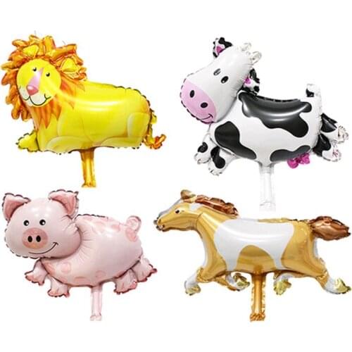 Mini Birthday Party Decorations kids Foil Balloons Miniature animal head pig lion Party Supplies Wedding/Halloween/Christmas