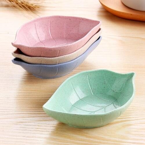 Mini Cute Seasoning Bowl Leaf Shape Bowl Dish Wheat Straw Bowl Vinegar Sauce dish Soybean Dish Salt Snack Plate Kitchen Supply
