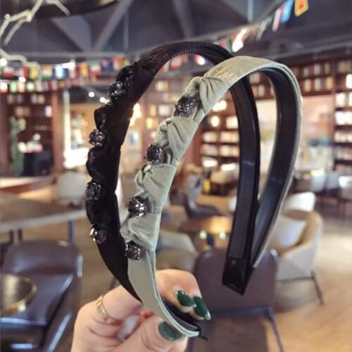 Fashion simple hair accessories womens diamond-encrusted super shiny knotted bow-toothed non-slip hairband headband hair band