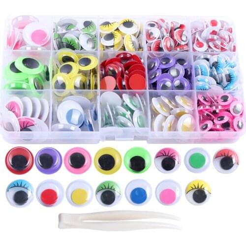 Boxed 4-25mm Cartoon Color Safety Eyes DIY Craft Supplies Plush Toy Dolls Self-adhesive Wiggly Eyeballs Scrapbooking Accessories