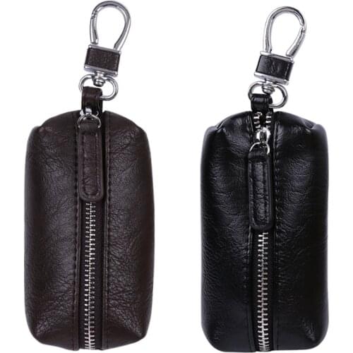 Men Women Synthetic Leather Car Key Ring Holder Case KeyChain Purse Bag Coin