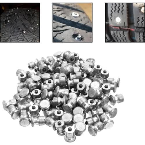 100pcs Winter Wheel Lugs Car Tires Studs Screw Snow Spikes Tyre Sled Snow Ice Chains For Car Motorcycle SUV ATV Truck 8mmx10mm