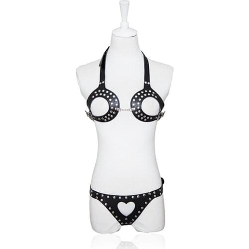 New PU Sexy Lingerie Open Bra Hot Porno Latex Erotic Underwear Sexy Bra Set Lingerie Sexy Hot Erotic Sleepwear