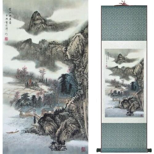 Landscape painting Home Office Decoration Chinese scroll painting landscape art painting Winter art painting TXTX2018010302