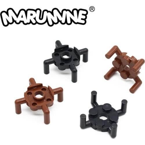 MARUMINE Plate 2x2 with 4 Bars Round 80 PCS Building Blocks Connection Axis MOC Brick 98284 DIY Educational Creative For Kids