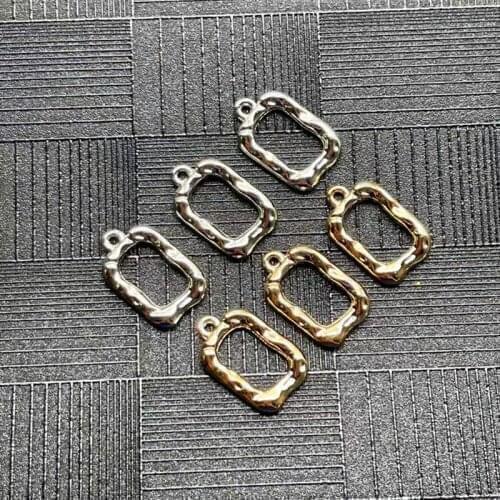 10pcs Simple Alloy Hollow Rectangle Earring Charms Fashion Diy Women Clavicle Necklace Bracelet Pendant Mix Jewelry Accessories