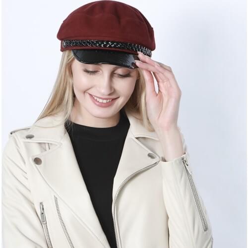 Womens Hat Flat Cap Military Cap Spring Autumn Linen Octagonal Cap Solid Color Flat Top Military Hats Young Student Hat Female
