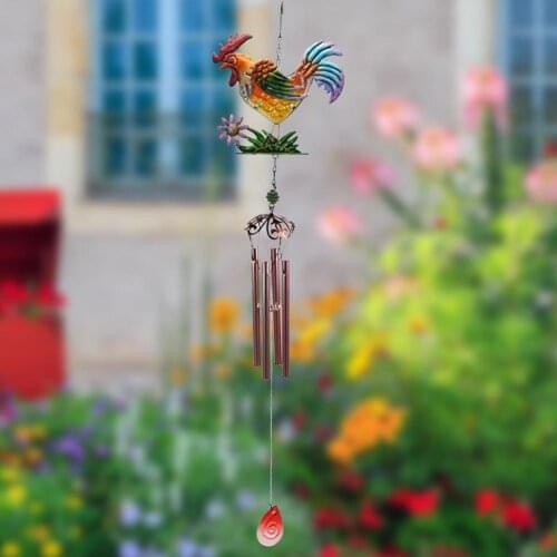 Rooster Wind Chimes Innovative Metal Pendant Garden Pipe Decor Wind Bells Hanging Ornament Rooster Windchimes Garden Home Decor