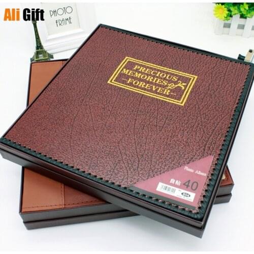 High-end Leather Photo Album 5/6/7/8/9/10/12 Inch Self-adhesive Film-covered DIY Photo Album 80 Sides