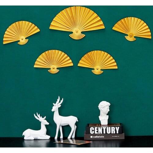 Chinese Style Iron Fan-Shaped Round Wall Decoration Creative Home Living Room Background Wall Hanging Ornaments Home Decor NEW