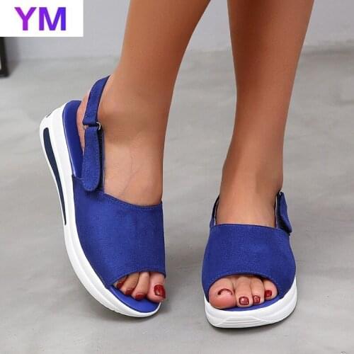 Slingback Women 2021 Summer Sandals PU Leather Shoes Summer Fashionable Open Toes Platform Chaussure Femme Sexy Womens Sandals